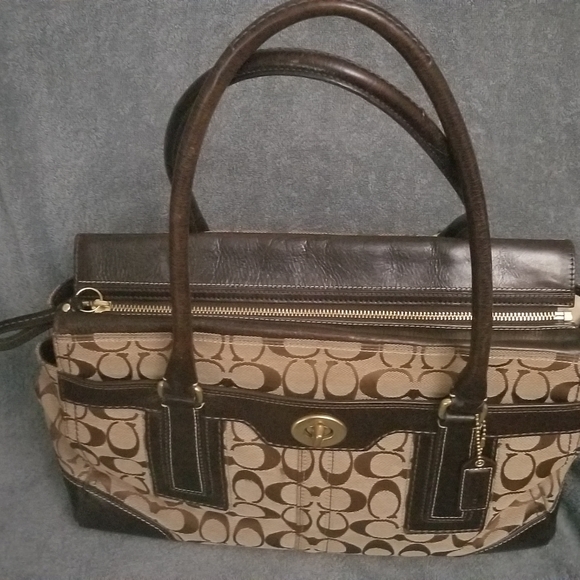 Coach Satchel Brown Leather and Monogram Canvas - Picture 2 of 15